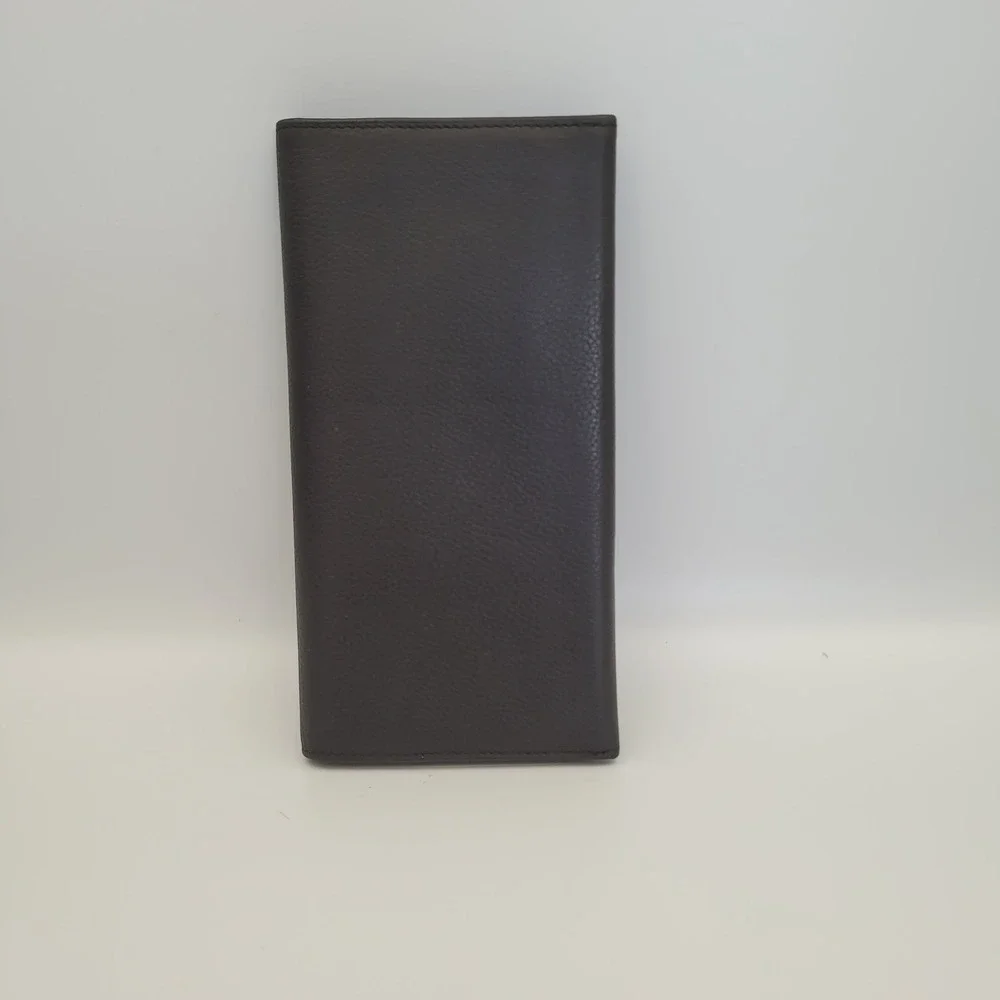 Gianni Versace Black Pebbled Leather Long Bifold Wallet Medusa Logo Italy
